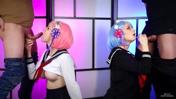 Bella Hentaigirl Swaps College Maid Uniform for Steamy Blowjob & Cumshot