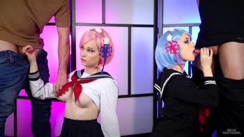 Bella Hentaigirl Swaps College Maid Uniform for Steamy Blowjob & Cumshot