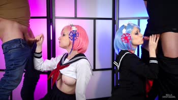 Bella Hentaigirl Swaps College Maid Uniform for Steamy Blowjob & Cumshot