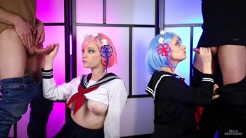 Bella Hentaigirl Swaps College Maid Uniform for Steamy Blowjob & Cumshot