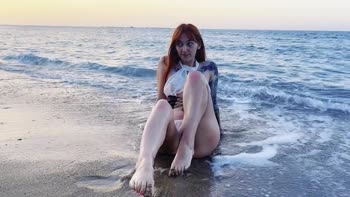 Sabrina_Great - Sabrina's Sizzling Beach Seduction: Hot Ginger Solo