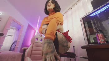 Angelacianuro - Velma's Cosplay Stripdown: Big Tits & Tattooed Latina Tease
