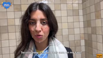 DisDiger's Public Cumwalk: Face-Filling Blowjob in a Mall Toilet