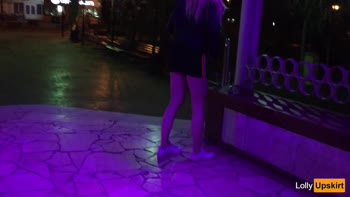 Lol Upskirt's Park Stroll in Miniskirt without Panties: Risqué Public Encounter