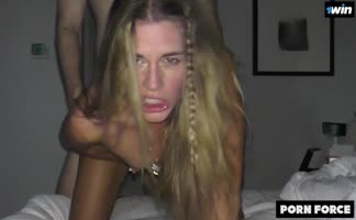 Submissive Blondie Porn Force Servicing His Giant Cock