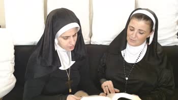 Sinning Nun's Forbidden French Kiss with Abby Anna