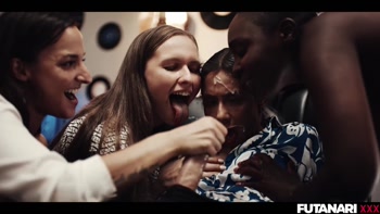 Veronica Leal Ignites Futanari Frenzy with Big Dick Babes in Steamy Orgy