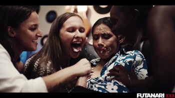 Veronica Leal Ignites Futanari Frenzy with Big Dick Babes in Steamy Orgy