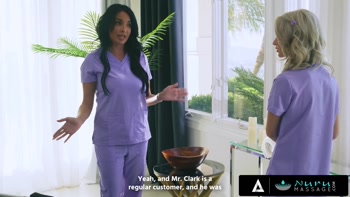 NURU MASSAGE - Anissa Kate Joins Nervous Trainee Emma Rosie For Massage Train Turning Into Threesome