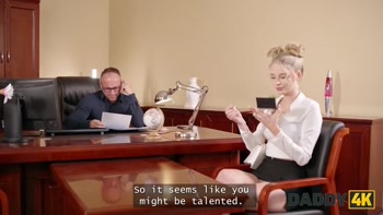 DADDY4K. Hot Czech slut came to the interview and was fucked on the table by her BF’s StepDaddy