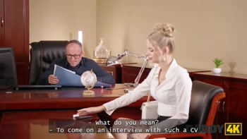 DADDY4K. Hot Czech slut came to the interview and was fucked on the table by her BF’s StepDaddy