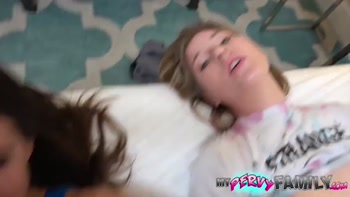Threesome With Wife and Step-Daughter Ends In Deep Creampie!