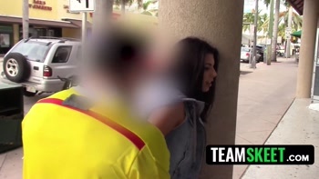 Store Manager's Big Dick Swallows My Throat, Guard's Cum Fountains On My Face