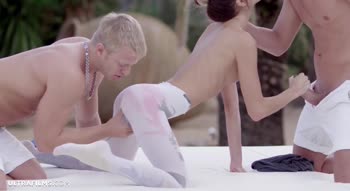 ULTRAFILMS Gina Gerson seduces two cute guys into the hottest DP threesome on the island of Ibiza.
