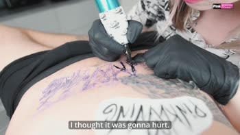 Pinkloving's Tattooed Treat: POV Blowjob with a Big Cock