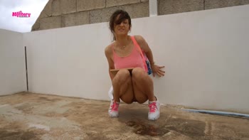 Pee Mystery - Step Sis Let's Go Public with Her Peeing Game