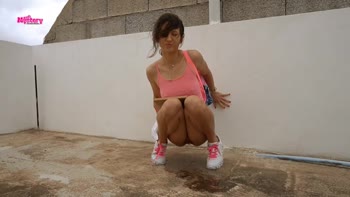 Pee Mystery - Step Sis Let's Go Public with Her Peeing Game