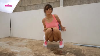 Pee Mystery - Step Sis Let's Go Public with Her Peeing Game
