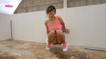 Pee Mystery - Step Sis Let's Go Public with Her Peeing Game