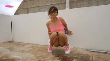 Pee Mystery - Step Sis Let's Go Public with Her Peeing Game