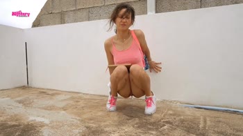 Pee Mystery - Step Sis Let's Go Public with Her Peeing Game