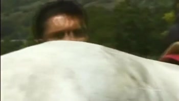 Hot blonde outdoor ass fucked by two guys