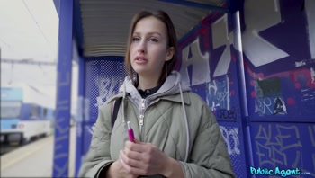 Blowjob in Public at the Train Station then Fucked - Public Agent