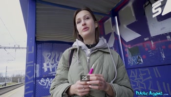 Blowjob in Public at the Train Station then Fucked - Public Agent