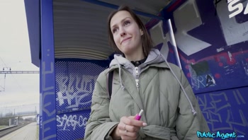 Blowjob in Public at the Train Station then Fucked - Public Agent