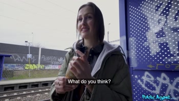Blowjob in Public at the Train Station then Fucked - Public Agent