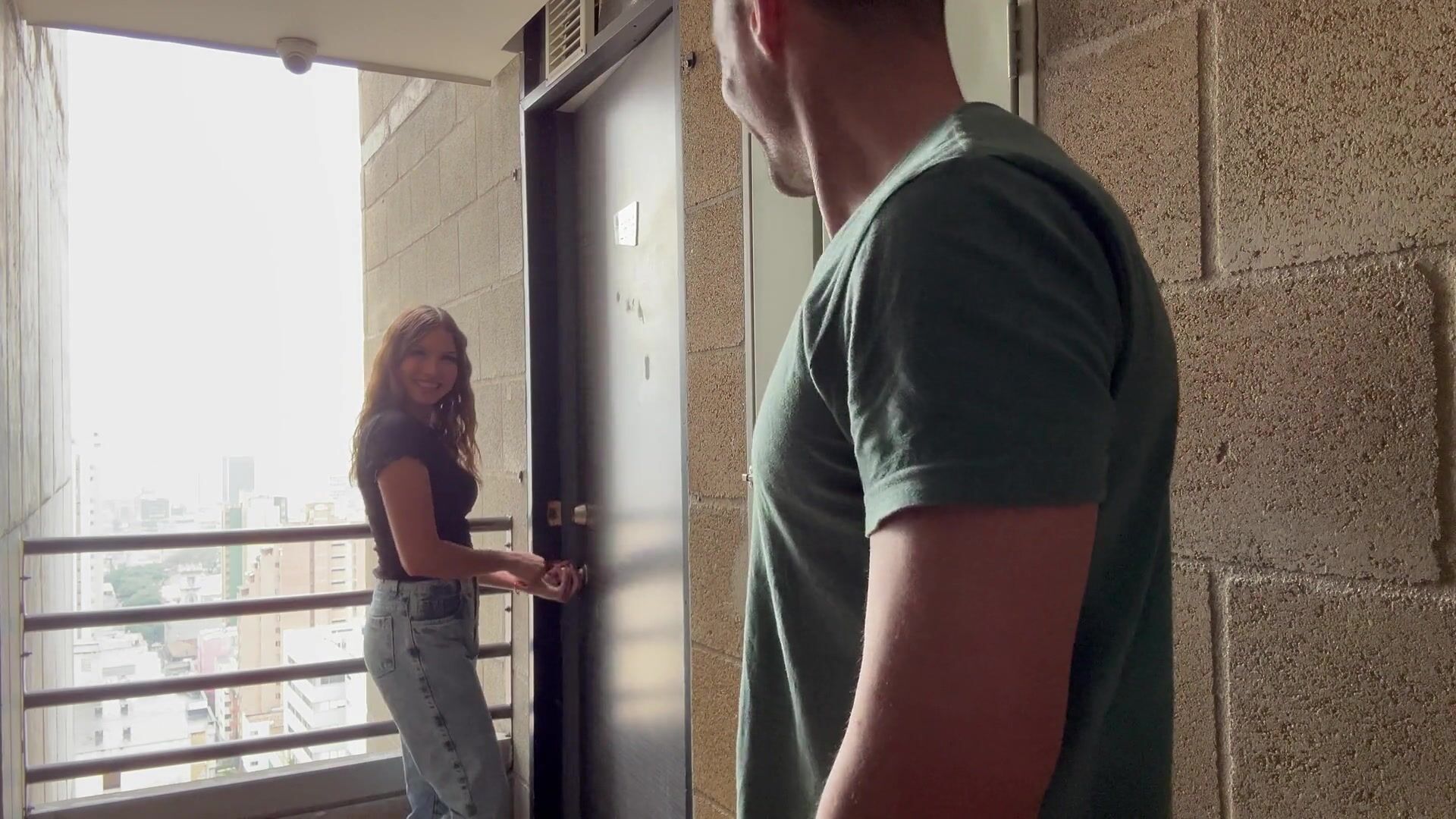 Cute Latina Girl next Door Invites White Guy into her Apartment