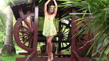 Gorgeous Blonde Teen (18+)'s Outdoor Undressing Delight