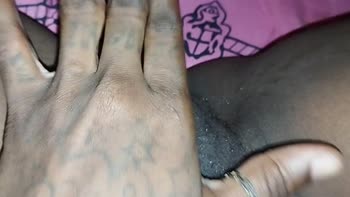 Skymile's Sensual Solo: Fat Ebony Pussy Orgasms at Bedtime