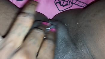 Skymile's Sensual Solo: Fat Ebony Pussy Orgasms at Bedtime