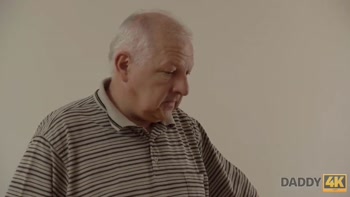 DADDY4K. Dad satisfies GF of  son using fingers and ragging boner