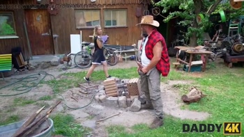 DADDY4K. Surprise sex with Daddy's huge cock while the boyfriend is fixing the floor