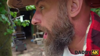 DADDY4K. Surprise sex with Daddy's huge cock while the boyfriend is fixing the floor