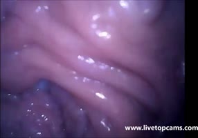 Sensational girl getting filmed inside of her pink vagina while she cum