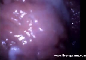 Sensational girl getting filmed inside of her pink vagina while she cum