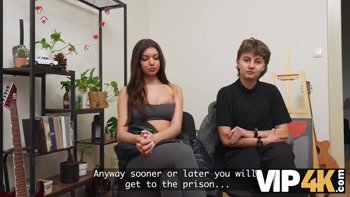VIP4K. Two pretty Lesbians don't mind to having a Threesome with a stranger from the train
