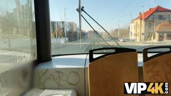 VIP4K. Two pretty Lesbians don't mind to having a Threesome with a stranger from the train