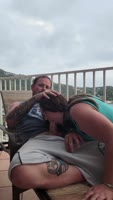 WhyteBoyCock's Monster Cock Devours Teen (18+)'s Throat on Sunny Steps