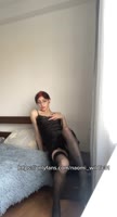 Naomi_WD's Vertical Treat: Skinny Brunette Flashes Pierced Nipples Before Masturbating