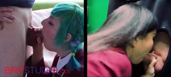 Kitty's Blowjob Battle Royale: A Sloppy Swallow Showdown