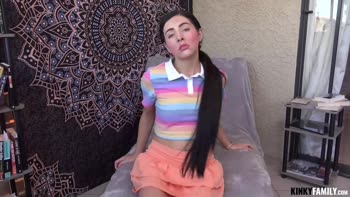 Step Dad's Brunette Seduction: Cumming Twice on Pigtailed Stepdaughter