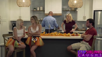 Katie Kush convinces Stepbro to Stuff Her & Jessie Saints Turkey