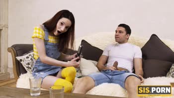 Skinny Redhead Loses Bet, Seduces Stepbrother for Cash