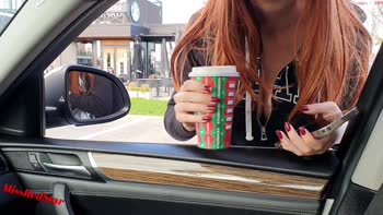 MissRedStar's Hot Uber Ride: Public Parking Lot Threesome