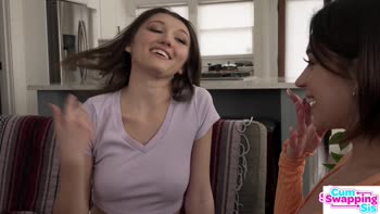 Aria Valencia & Maya Woulfe Tease Stepbro into Sucking their Petite Tits