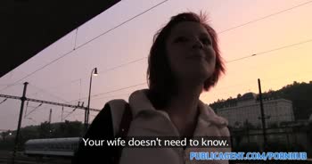 PublicAgent Redhead Alice is Fucked behind the Train Station